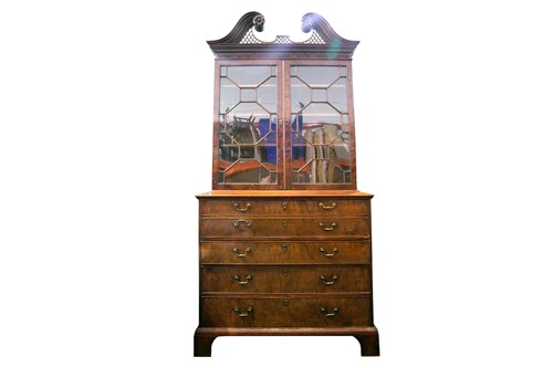 Lot 67 - A George III figured mahogany secretaire...
