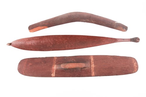 Lot 251 - An Aboriginal Wunda shield, with carved linear...
