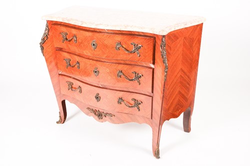 Lot 64 - A French Louis XV Style marble-topped Kingwood...