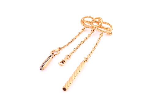 Lot 167 - A French 19th-century yellow metal chatelaine;...