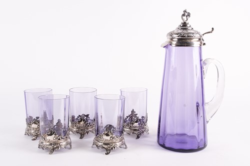Lot 298 - A late 19th-century white metal mounted pale...