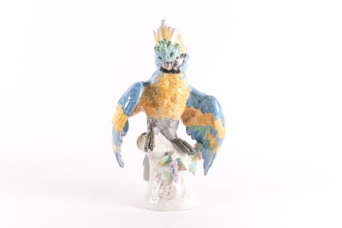 Lot 284 - A large Continental ceramic model of a parrot,...