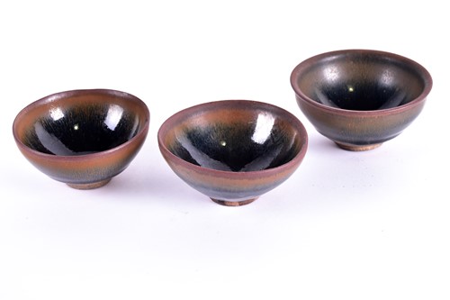 Lot 133 - Three Chinese Jian ware 'Hares Fur' tea bowls,...