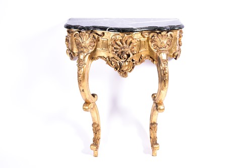 Lot 144 - An Italian giltwood console table with marble...