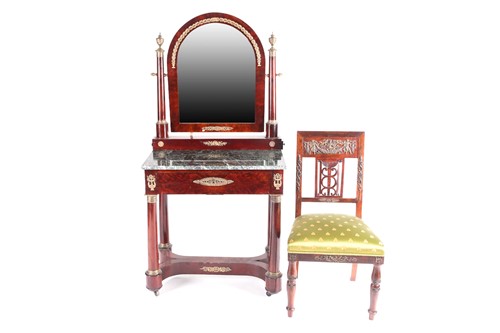 Lot 162 - A French Empire mahogany marble topped...