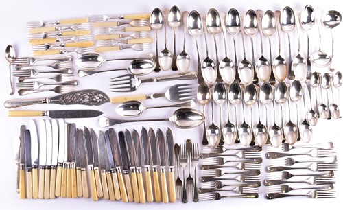 Lot 300 - A harlequin suite of silver flatware, various...