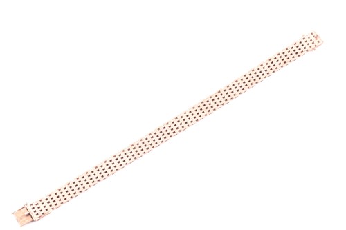 Lot 157 - A 9ct yellow gold brick-link bracelet, the...