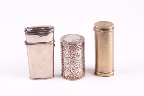 Lot 340 - A George V silver gilt oval cylindrical vanity...