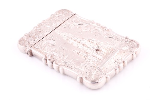 Lot 304 - A Victorian silver engraved 'castle-top' card...