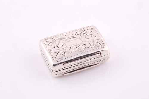 Lot 311 - A small Victorian vinaigrette; Birmingham 1845...