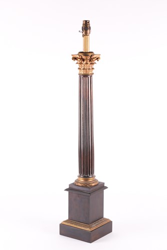 Lot 227 - A large ormolu and metalware lamp base, formed...