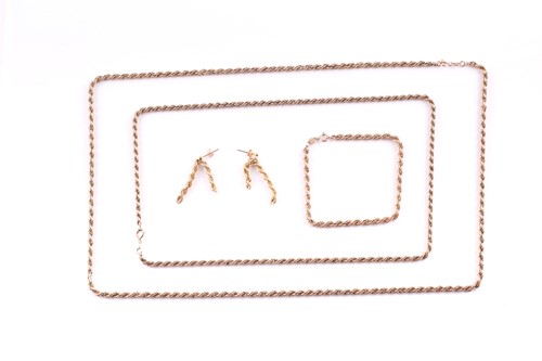 Lot 204 - A 9ct yellow gold rope-twist chain necklace,...