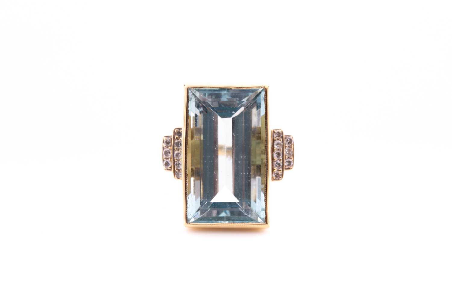 Lot 160 - An 18ct yellow gold, diamond, and aquamarine...