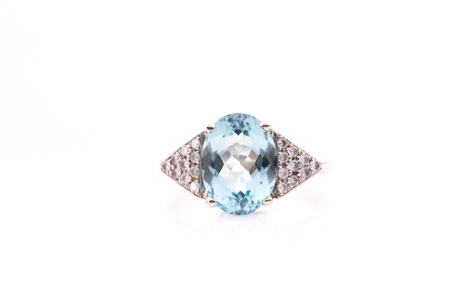 Lot 31 - A 14ct white gold, diamond, and aquamarine...
