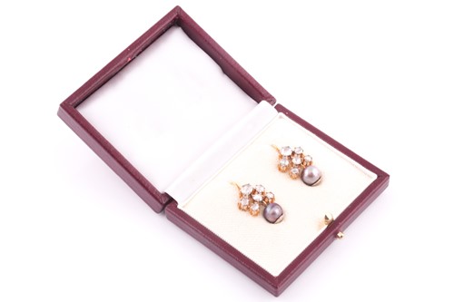 Lot 134 - A pair of yellow metal, rose-cut diamond, and...