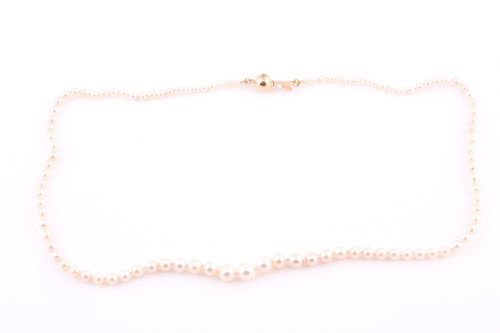 Lot 154 - A single strand of natural saltwater pearls...