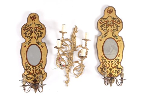 Lot 232 - A pair of reverse-painted glass and mirrored...