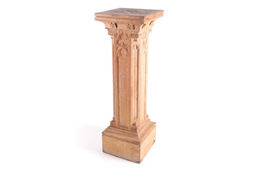 Lot 130 - A Victorian Gothic limed oak architectural...