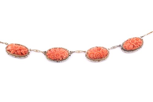Lot 12 - A late 19th / early 20th century coral and...