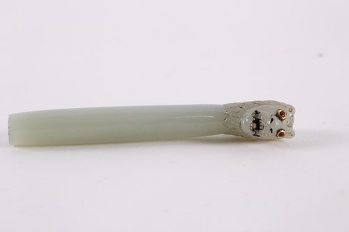 Lot 140 - An Indian pale sage coloured jade seal of...