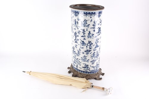 Lot 28 - An oval stick stand, 20th century, printed...