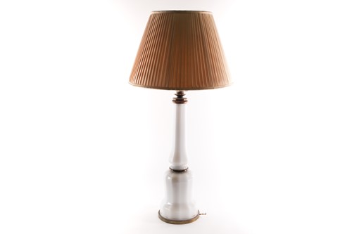 Lot 35 - A large opaline glass table lamp, of shaped...