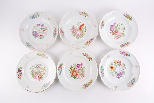 Lot 20 - A set of six 19th century Meissen cabinet...