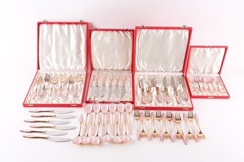 Lot 268 - A suit of Frigast Denmark silver-gilt and pink...