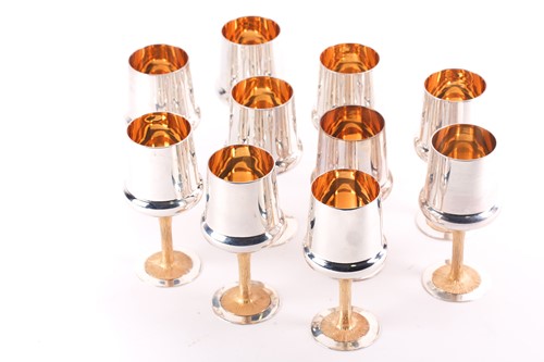 Lot 270 - A set of ten 1970s heavy silver and silver...