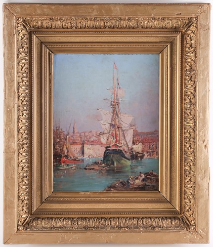 Lot 40 - Francois Nardi (1861-1936) French, a harbour...