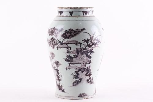 Lot 280 - A Dutch delft chinoiserie vase, 18th century,...