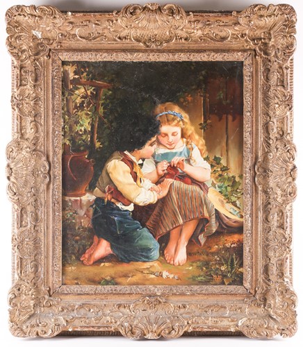 Lot 10 - 19th century Continental school, a young girl...