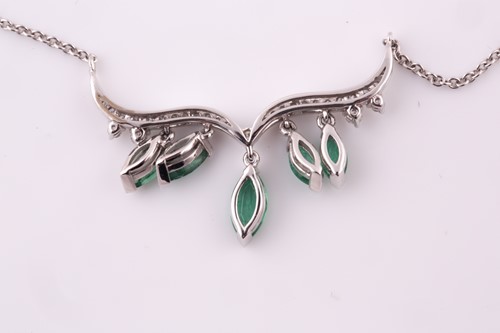 Lot 23 - An emerald and diamond necklace; the...