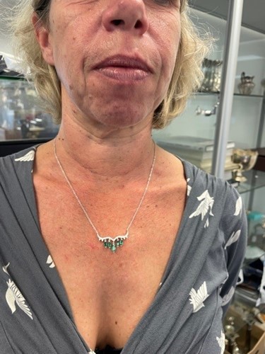 Lot 23 - An emerald and diamond necklace; the...