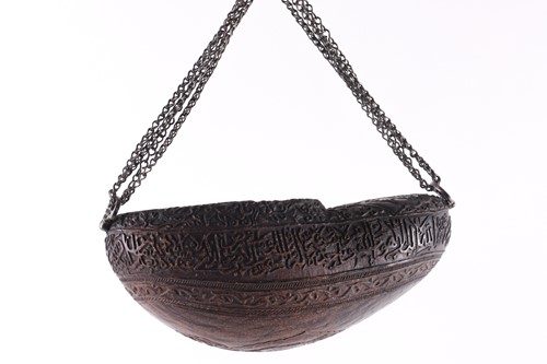 Lot 177 - A Persian Dervish's Coco de Mer Kashkul, Qajar...