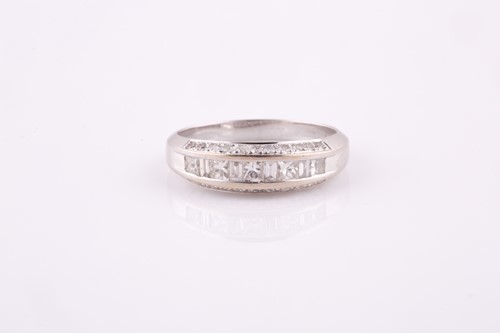 Lot 100 - An 18ct white gold and diamond ring, the mount...