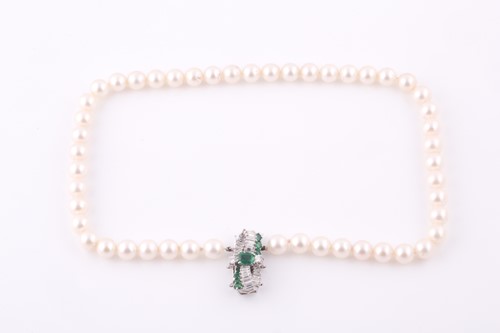 Lot 387 - A cultured pearl necklace, fastened with an...