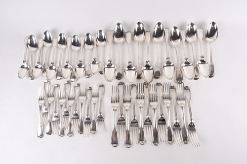 Lot 559 - A William IV/Victorian silver "Fiddle & Thread"...