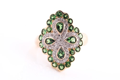 Lot 125 - A 14ct yellow gold, diamond, and demantoid...