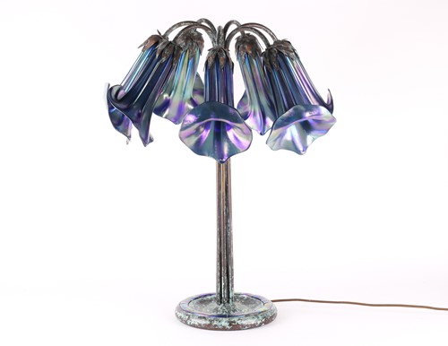 Lot 253 - A 'Tiffany Studios New York' seven-lamp glass '...