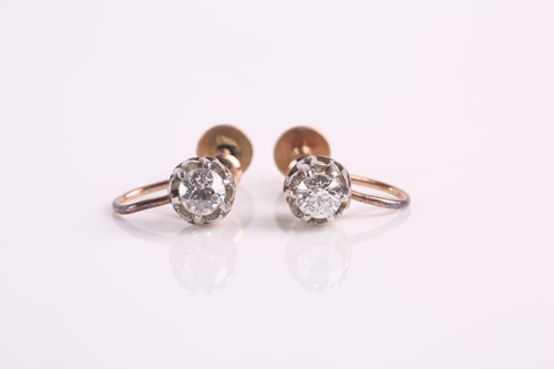 Lot 197 - A pair of yellow metal mounted diamond...