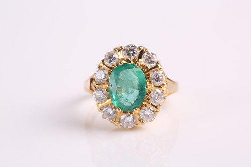 Lot 286 - An 18ct yellow gold, emerald and diamond...
