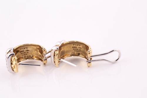 Lot 12 - Fope, Italy. A pair of 18ct yellow gold hoop...