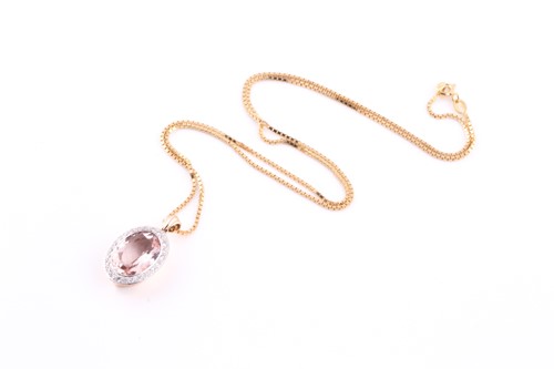 Lot 36 - A morganite and diamond pendant, morganite...