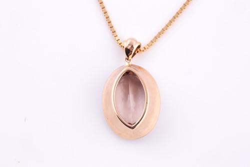 Lot 36 - A morganite and diamond pendant, morganite...