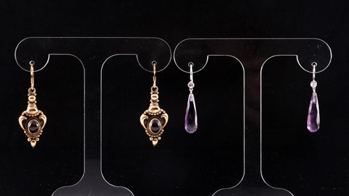 Lot 439 - A pair of 18ct white gold, diamond, and...