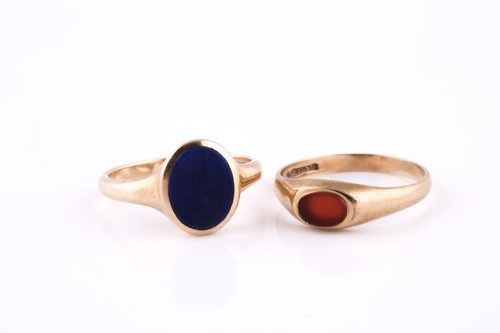 Lot 267 - Two 9ct yellow gold signet rings, one set with...