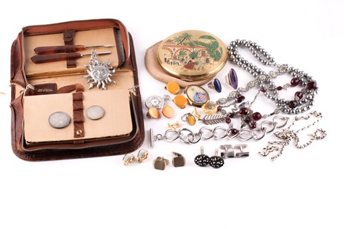 Lot 301 - Three pairs of cufflinks, various chains,...