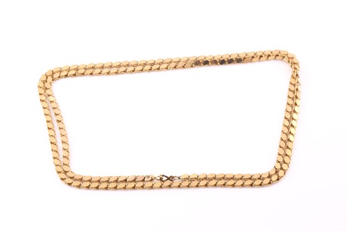 Lot 272 - A fancy link long chain; of oval plaques...
