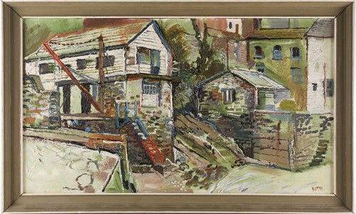 Lot 45 - Fred Yates (1922-2008), Cornish quayside...